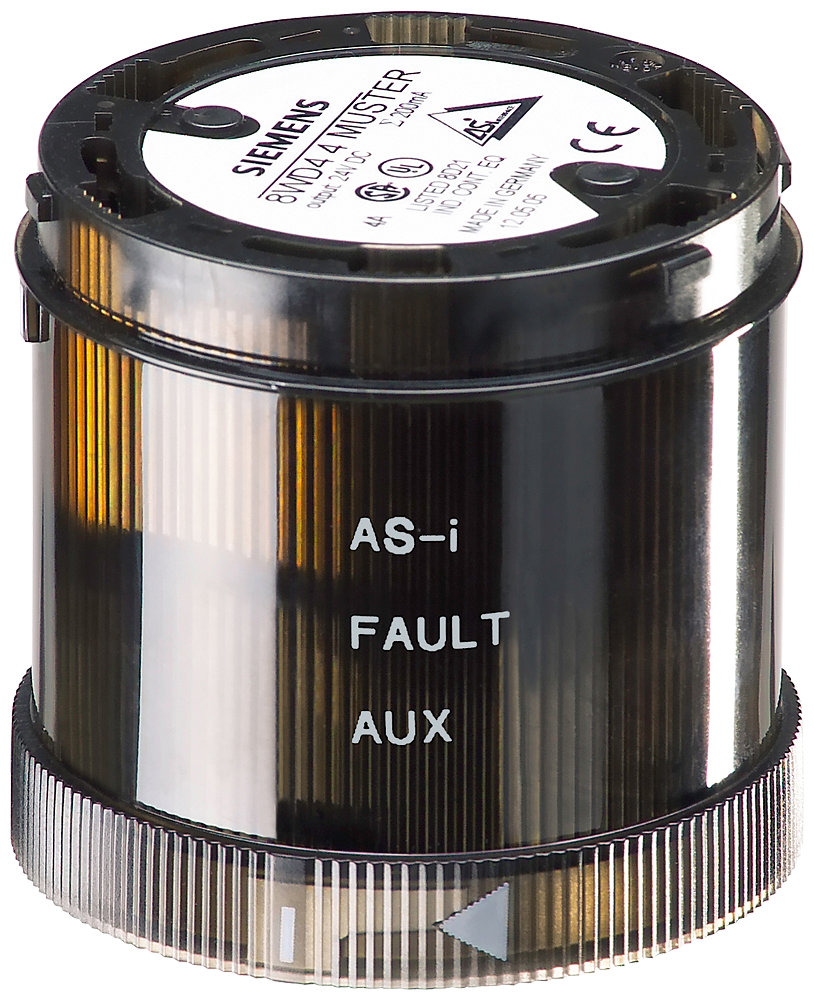 As-interface adapter element, black, with/without external auxiliary voltage, can be selected, standard as-i, for 4 signaling elements, 24 V DC, diameter 70 mm