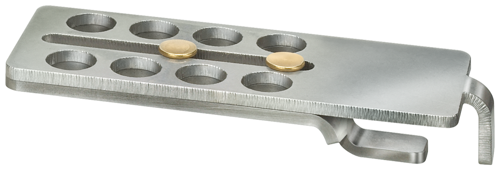 Blocking element, accessory for position switch with seperate actuator, with and w/o tumbler 3SE51/2/3 and 3sf11/2/3, made of stainless steel sheet for 8 padlocks, shACkle diameter 4 to 8.5mm
