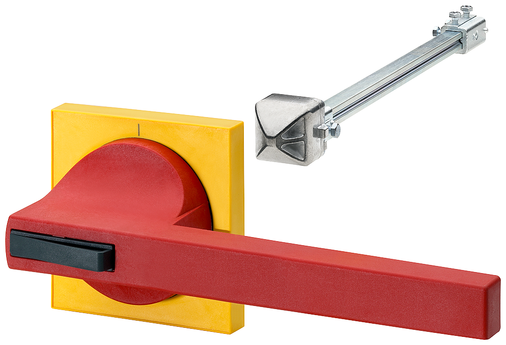 Ovládací prvek do dveří 8UC7 rukojeť červená/modrozelená základní výhledová clona žlutá rukojeť na jedné straně