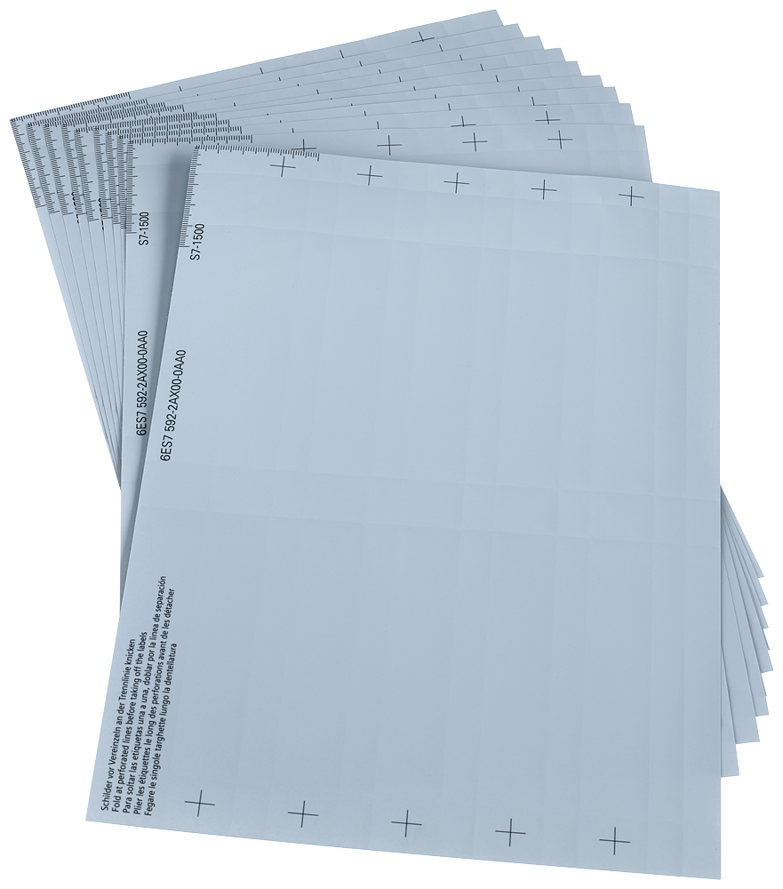 6ES7592-2AX00-0AA0 SIMATIC S7-1500 Labeling sheets Al gray For 35 mm modules PU 10